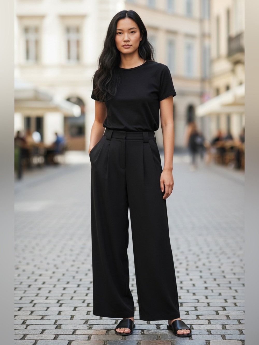 Express Black Wide-Leg High-Rise Trousers
